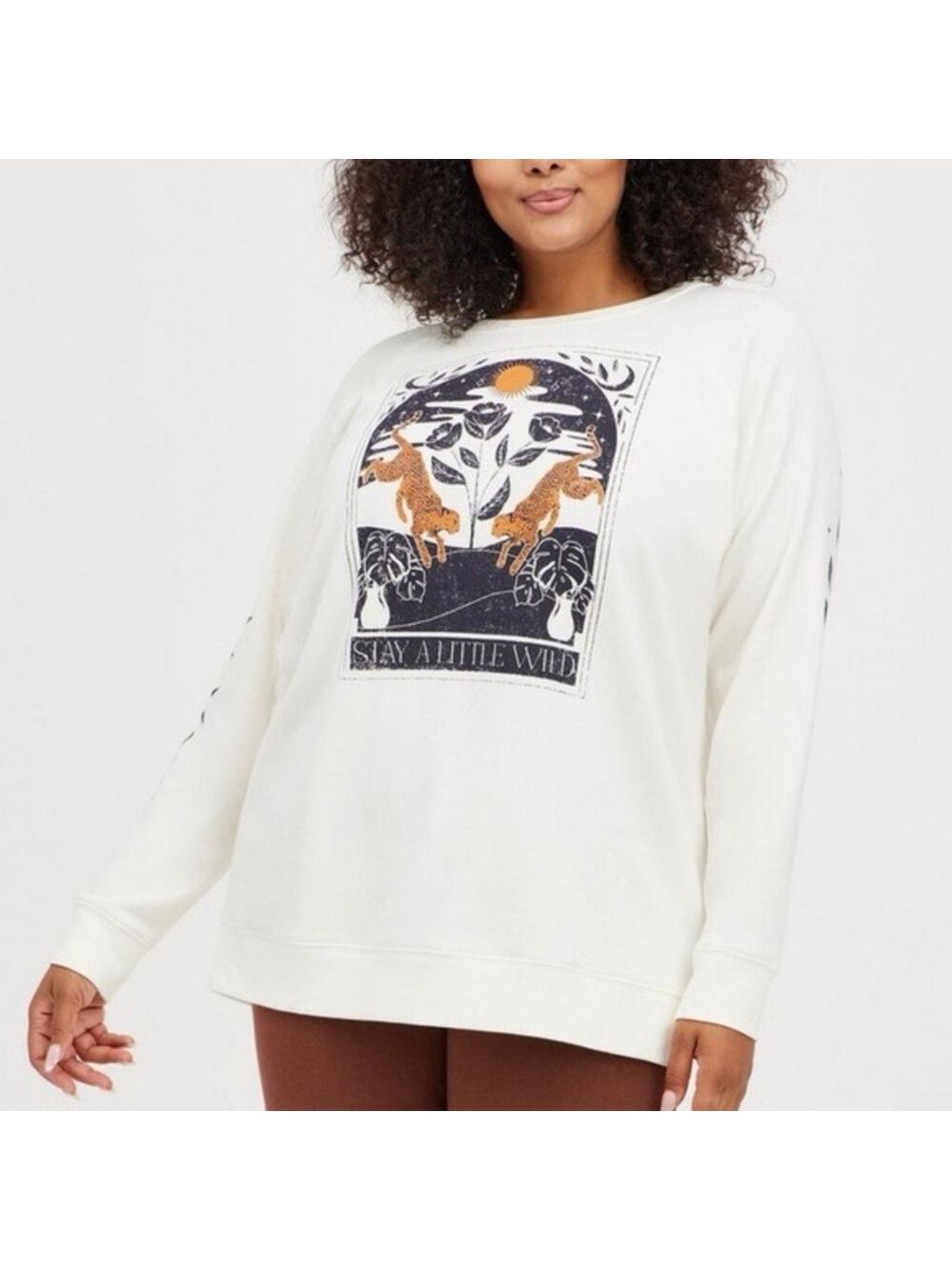 Torrid Stay A Little Wild Graphic Long Sleeve Sweatshirt Women 2X Marshmallow